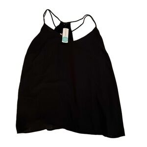 Papermoon Black Spaghetti Straps Relaxed Fit Cami Top Size 1X